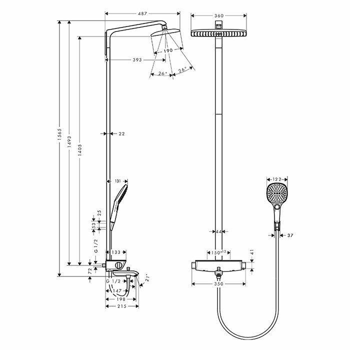 Душевая система Hansgrohe Raindance Select Showerpipe 27113400 - фотография № 6