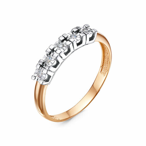 Кольцо Del'ta, красное золото, 585 проба, бриллиант, размер 16