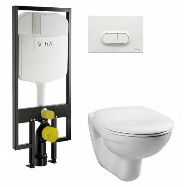 Комплект унитаза с инсталляцией Vitra Normus 9773B003-7201 с сиденьем и кнопкой смыва Белой