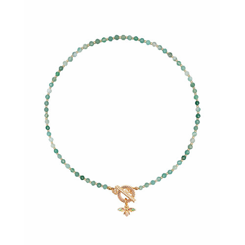 Колье Strekoza Collection агат циркон длина 42 см зеленый 3869₽