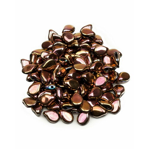 Стеклянные чешские бусины, Pip Beads, 5х7 мм, цвет Jet Full Capri Rose, 100 шт.
