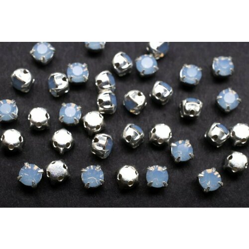 Шатоны Preciosa Maxima 4мм в оправе, цвет light sapphire opal DF/silver, 63-096, 10шт