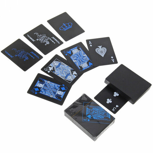 Карты игральные «Неон синий» 54шт пластиковые, водонепроницаемые