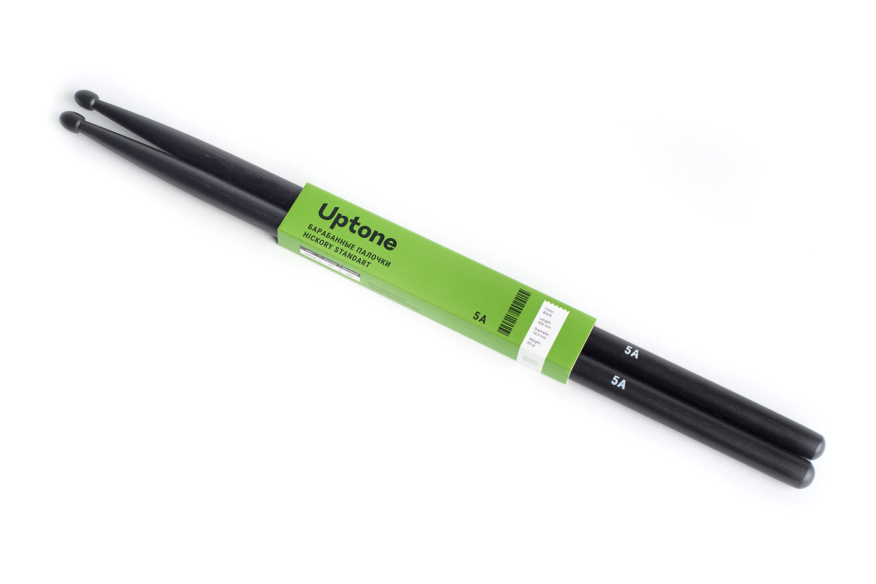фото UPTONE Hickory Standard 5A Black барабанные палочки, орех, наконечник - черный, цвет - черный