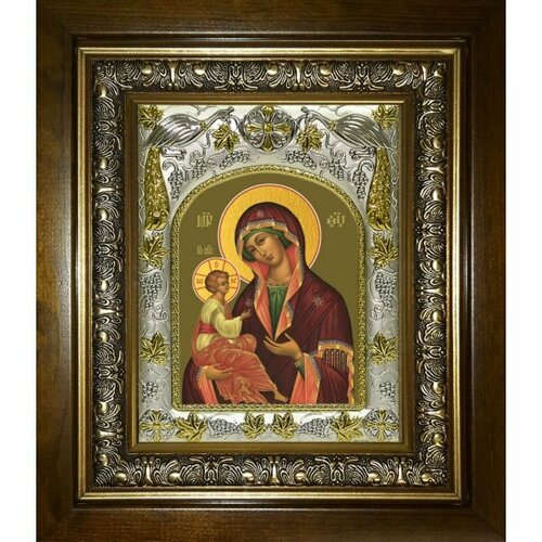 Икона Божьей Матери Гребневская, 14x18 см, в деревянном киоте 20х24 см, арт вк-5140