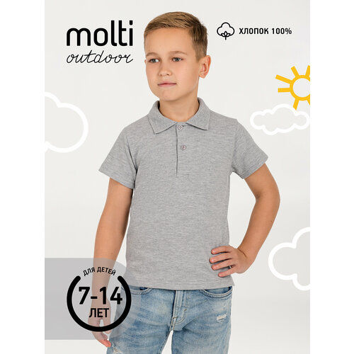 фото Поло molti, размер 118-128, серый