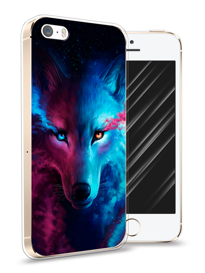 Силиконовый чехол на Apple iPhone 5/5S/SE / Айфон 5/5S/SE "Волшебный волк"