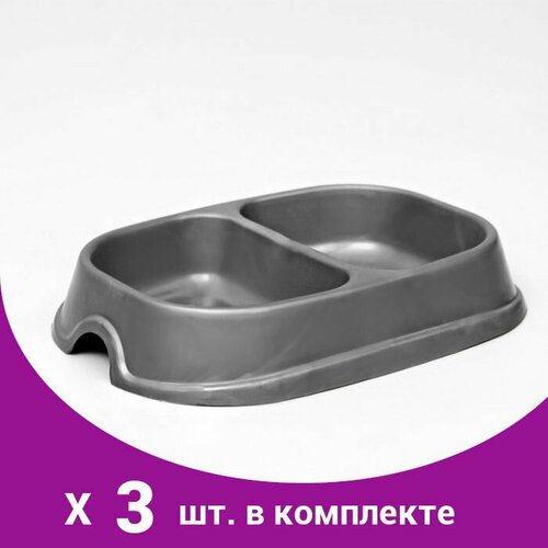 миска ferplast duo feed 01 400 мл коричневый 0 4 л 2 38 5 см 9 см 20 см Миска 2 х 200 мл, серая (3 шт)