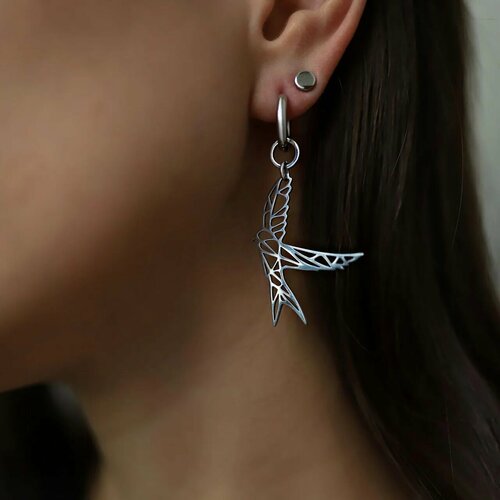 Моносерьга Hitrospletenia, размер 43 мм, серебристый