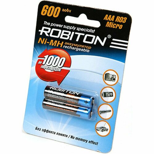 Аккумулятор Robiton 600MHAAA-2 аккумулятор robiton cr 123a cr123 с защитой 2 штуки 550mah