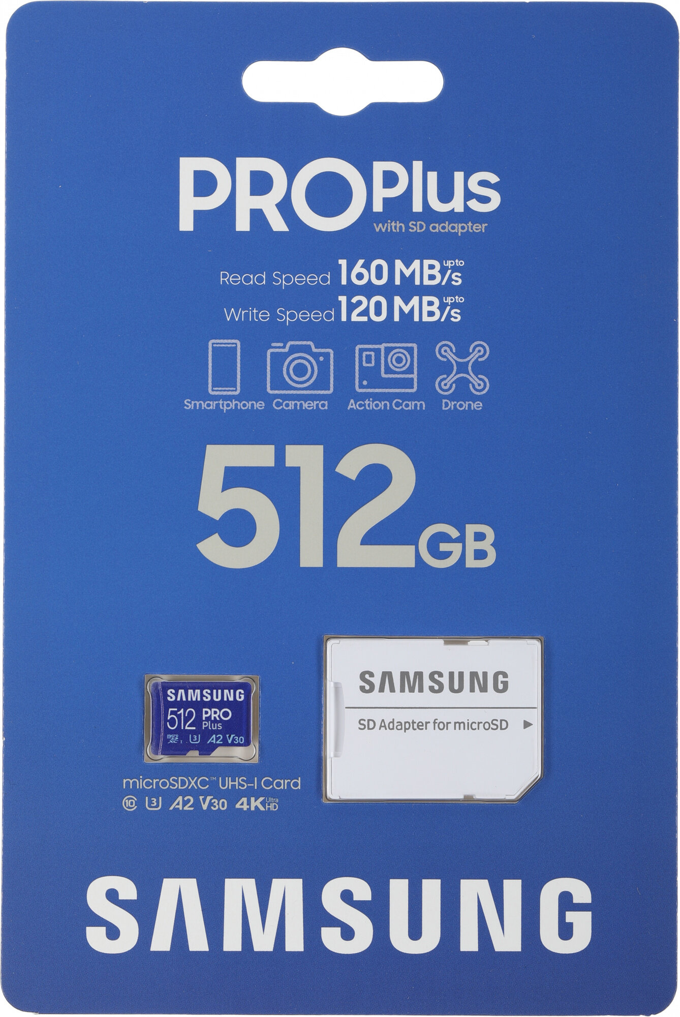 Карта памяти 512GB Samsung PRO Plus microSDXC (SD адаптер) U3 V30 A2 class 10 UHS-I 160/120MB/s - фото №17