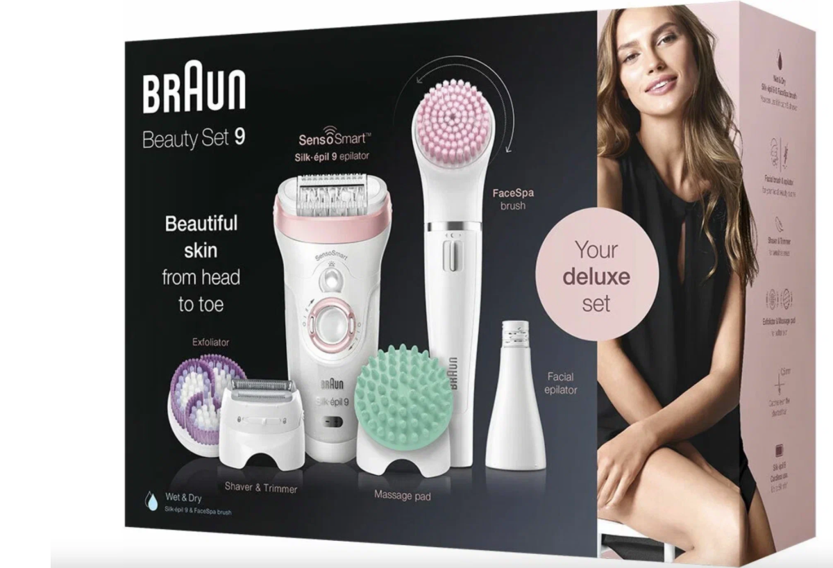 Эпилятор Braun SES 9-985 Silk-epil 9 Beauty Set, белый, розовый