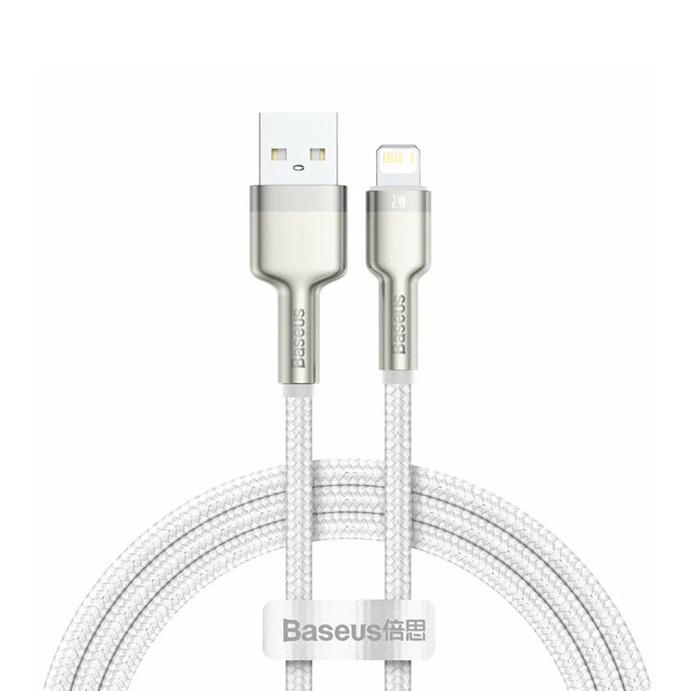 Кабель Baseus Cafule Metal Data Cable USB - Lightning (CALJK-A02) 1м белый/розовое золото