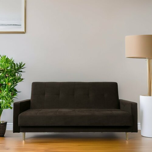 Диван кровать раскладной , ножки массив, двуспальный, ткань Велюр НЕО 09 коричневый