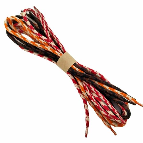 Шнурки круглые 70 см, с сердечником, 3 пары, оранжево-бежевые, черно-коричневые, красно-бежевые