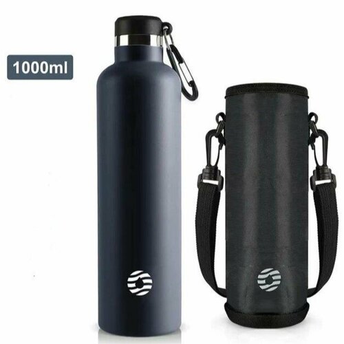 Термобутылка (термос для напитков) 1000 мл FJbottle KJ-KL1000 тёмно-синий