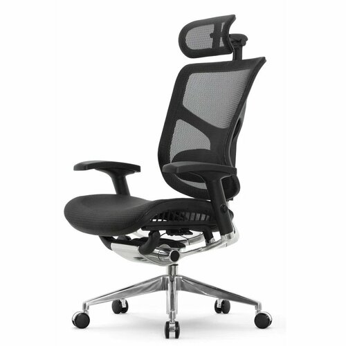 Эргономичное кресло Falto EXPERT 2 STAR ERGO HSTM 01 NEW, офисное, ткань сетка, с подголовником и подлокотниками , 3D поясничный валик, Цвет. черный