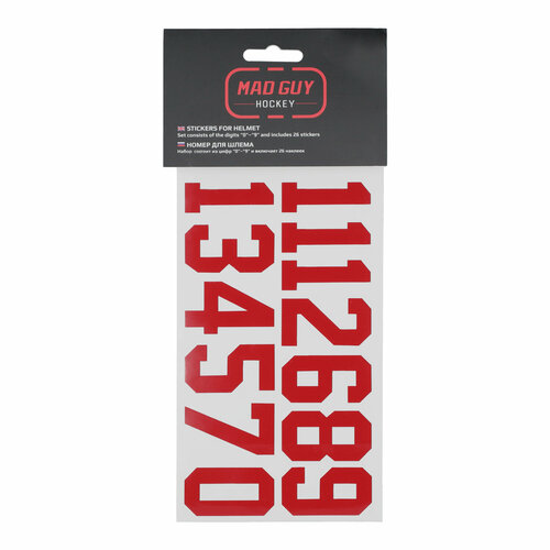 Номер для шлема (набор) Mad Guy red
