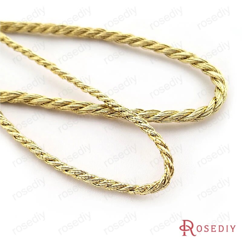 Витые шнурки Rosediy 5 м золотой/серебряный цвет Gold color 1.5mm