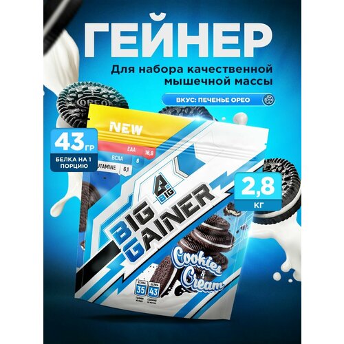 Гейнер BIGSNT BIG GAINER 2.8 кг. для набора мышечной массы и веса, высокобелковый коктейль