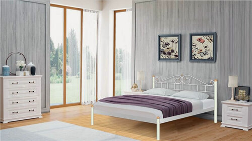 Изображение товара Кровать односпальная "Розана" (120х200/металлическое основание) Белый