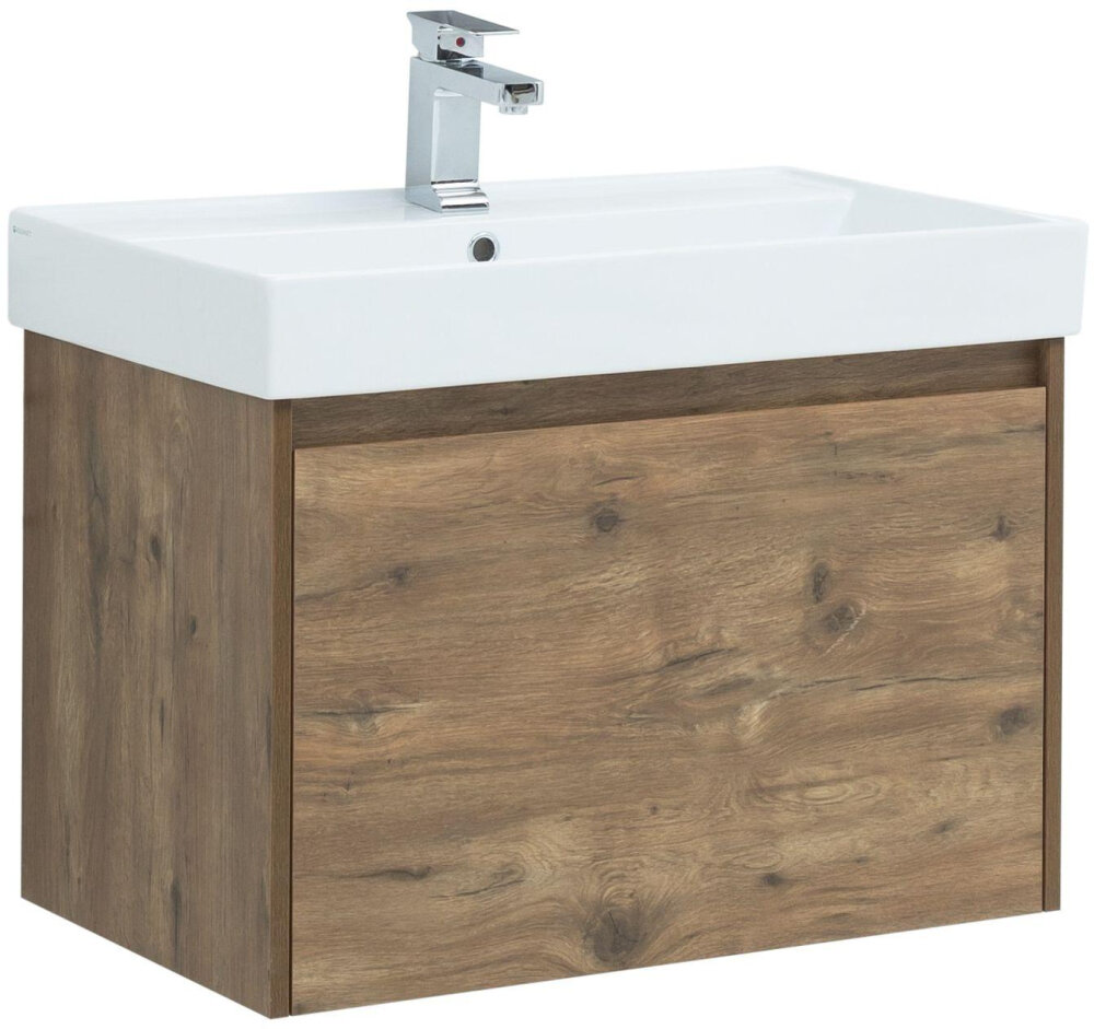 Тумба под раковину Aquanet Nova Lite 75 см 249514 с 1 ящиком, коричневый - фото №1