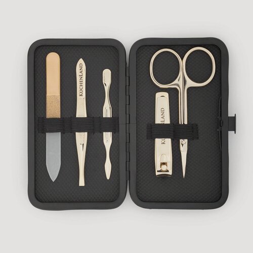 Изображение товара Набор маникюрный Kuchenland, 5 предметов, сталь, золотистый, Manicure gold