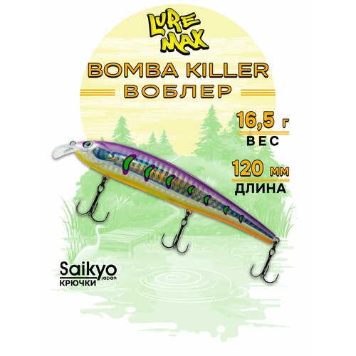 Воблеры для рыбалки LureMax BOMBA KILLER 120FDR-127 16,5 г, воблер на щуку