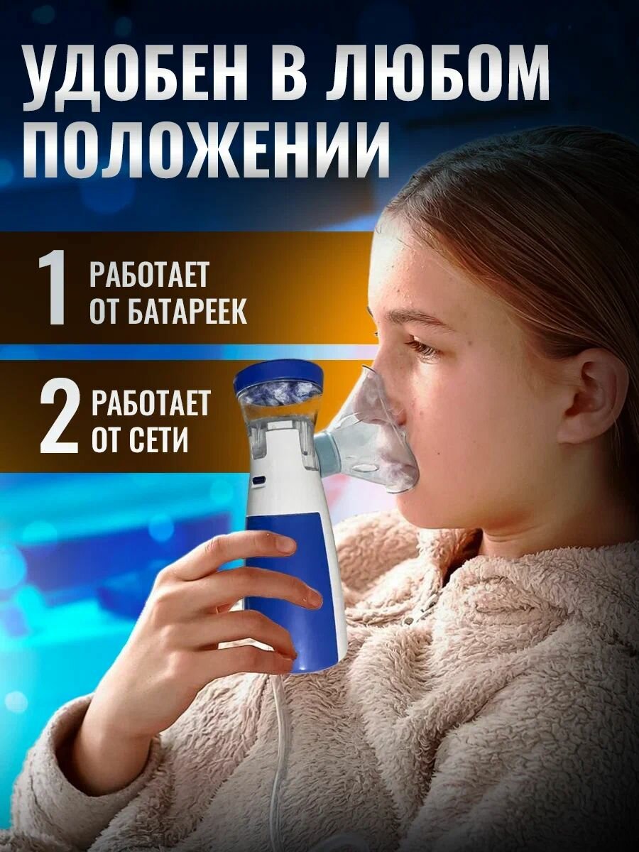 Изображение Ингалятор небулайзер портативный, бесшумный для детей и взрослых