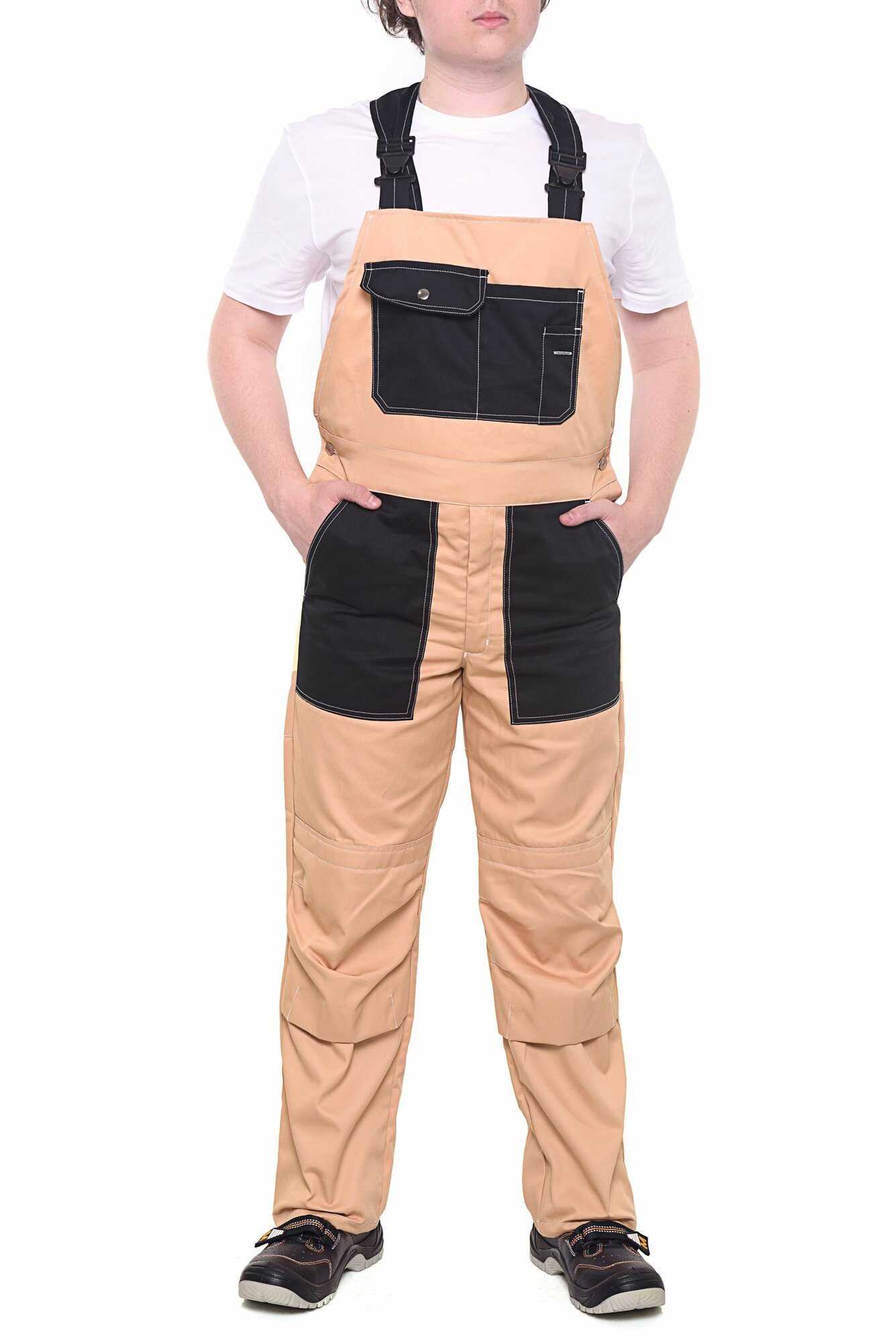 Полукомбинезон рабочий Чикаго мужской бежевый размер 52-54 рост 170-176 летний плотная ткань