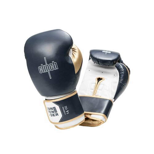 Перчатки боксерские Clinch Contender темносине-бело-золотые (вес 14 унций)