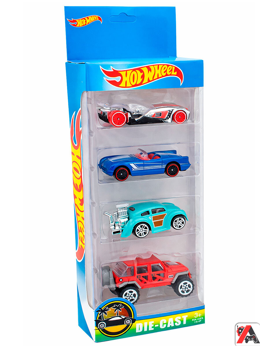 Набор машинок Hot Wheels 4в1, модельки и минимашинки, подарок для мальчика — фото 1