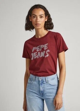 Футболка Pepe Jeans, размер XS, бордовый