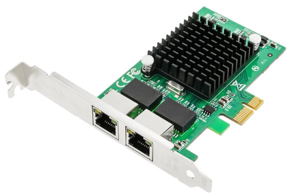 Сетевая карта PCIe x1 v10 (Intel 82571GB) + LP 2 x RJ45 Gigabit Ethernet | ORIENT XWT-INT82L2PE