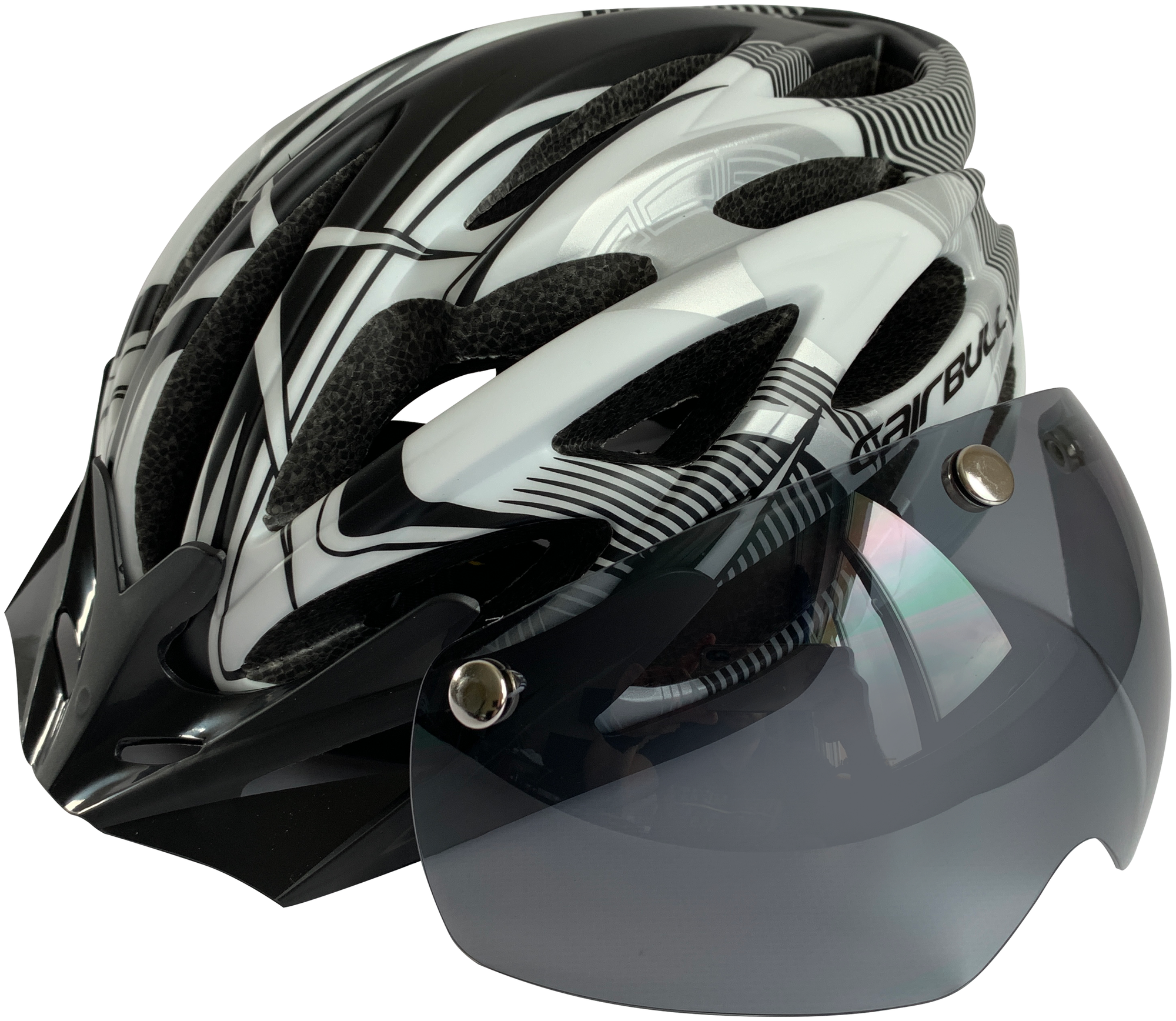 Шлем велосипедный со съемным визором (размер M/L 54-61 см, цвет черно-белый)