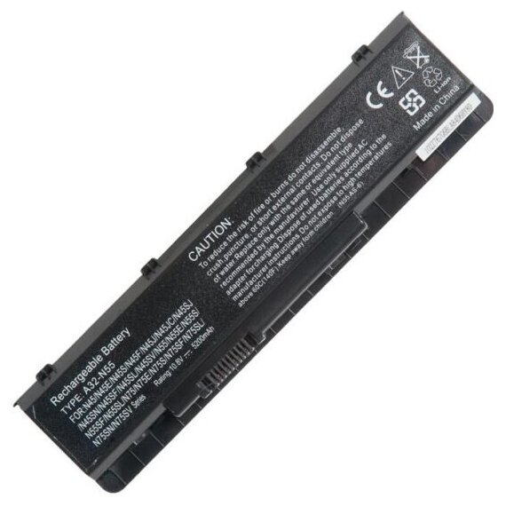Аккумулятор для ноутбука Rocknparts для Asus N45, N45SF, N45SL, N45VM, N46VM, N46VZ, N55, N55SF, N55SL, N75, 5200mAh, 10.8V