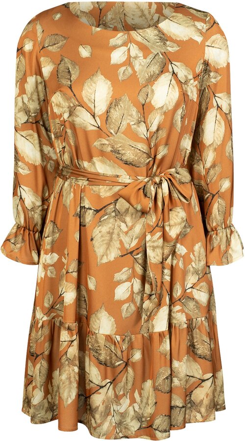 Платье MILA, вечернее, трапециевидный силуэт, мини, размер 44, оранжевый, бежевый