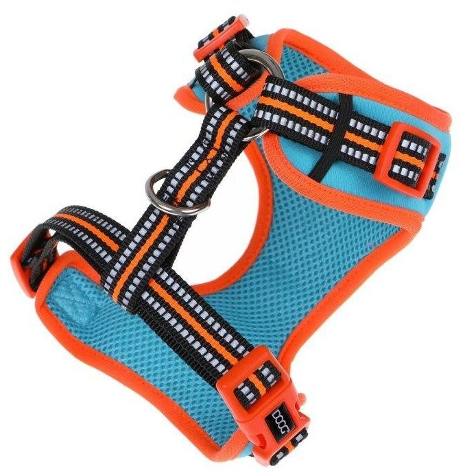 Шлейка DOOG Neoflex Soft Harness, обхват шеи 26-31 см, голубой/оранжевый, S - фотография № 2