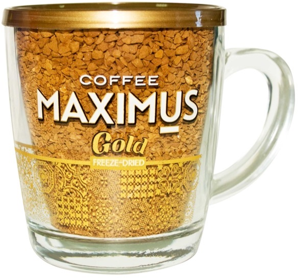 Кофе сублимированный Maximus / Максимус в стеклянной кружке "Gold", 70 г