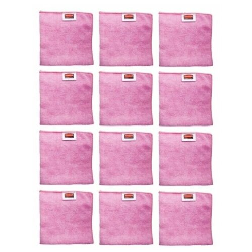 фото Набор салфеток 40x40 megapack из профессиональной микрофибры 12 шт, розовый, rubbermaid rubbermaid commercial products