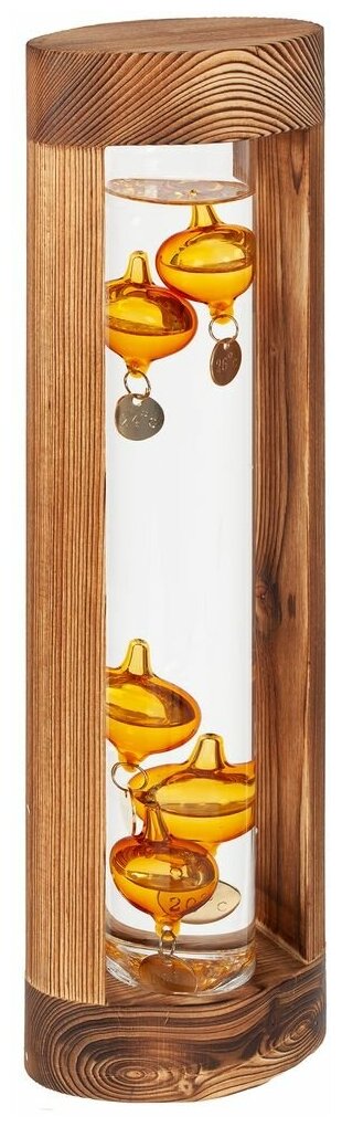 Термометр «Галилео» в деревянном корпусе, неокрашенный, 30х10х6 см, упаковка 35х13,1х9,9 см см, дерево; стекло; металл