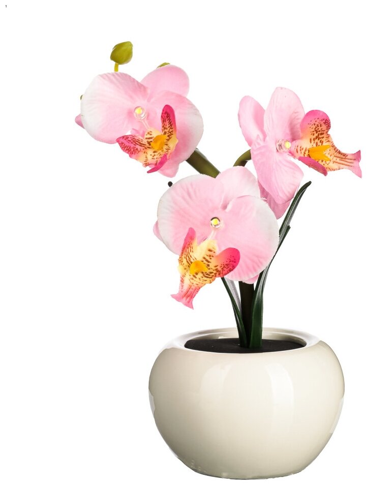 Светильник в виде орхидей в керамическом горшке, розовый, LADECOR - фотография № 1