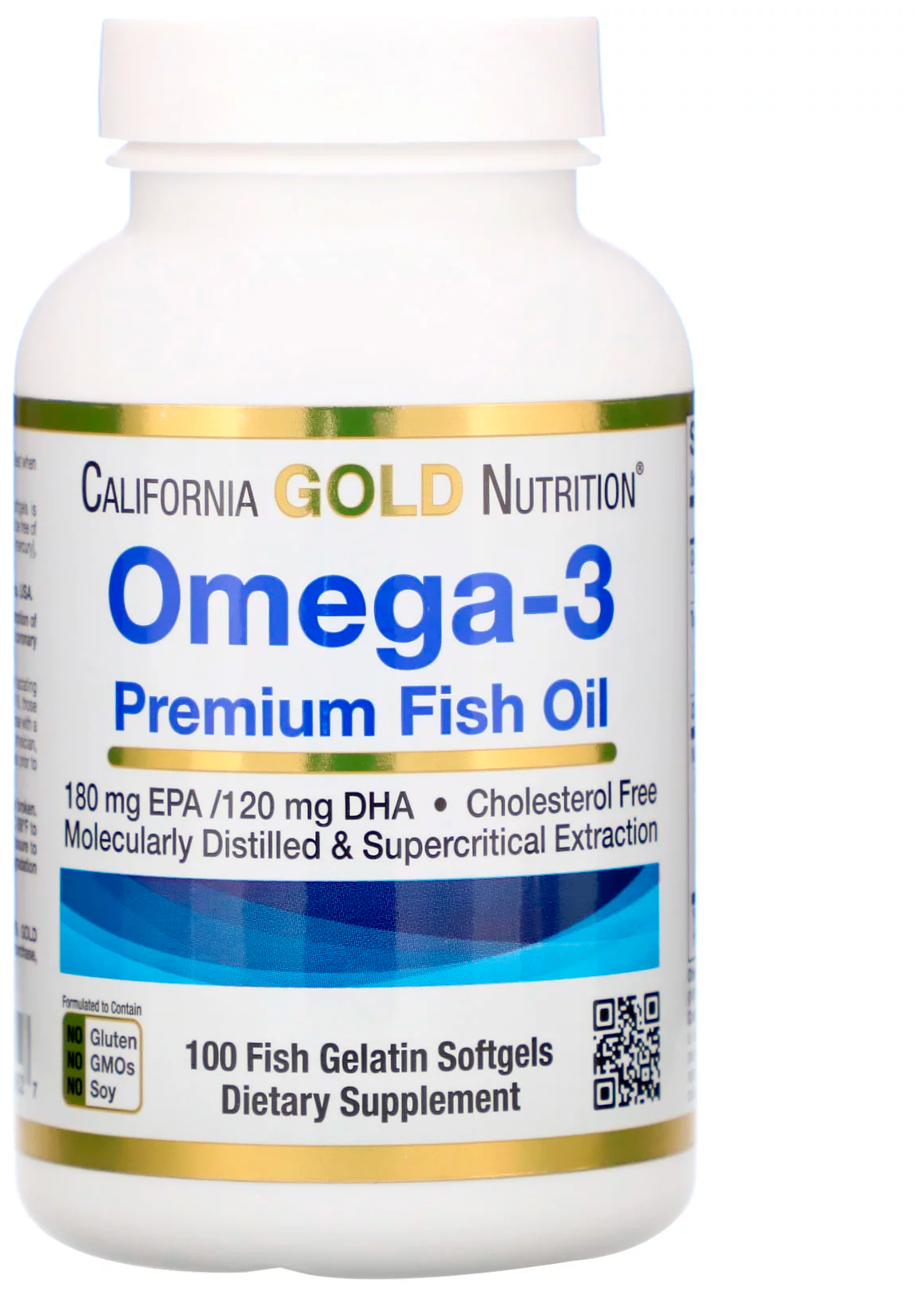 California Gold Nutrition Omega-3 180 ЭПК\120 ДГК. Рыбий жир премиального качества 100 капсул