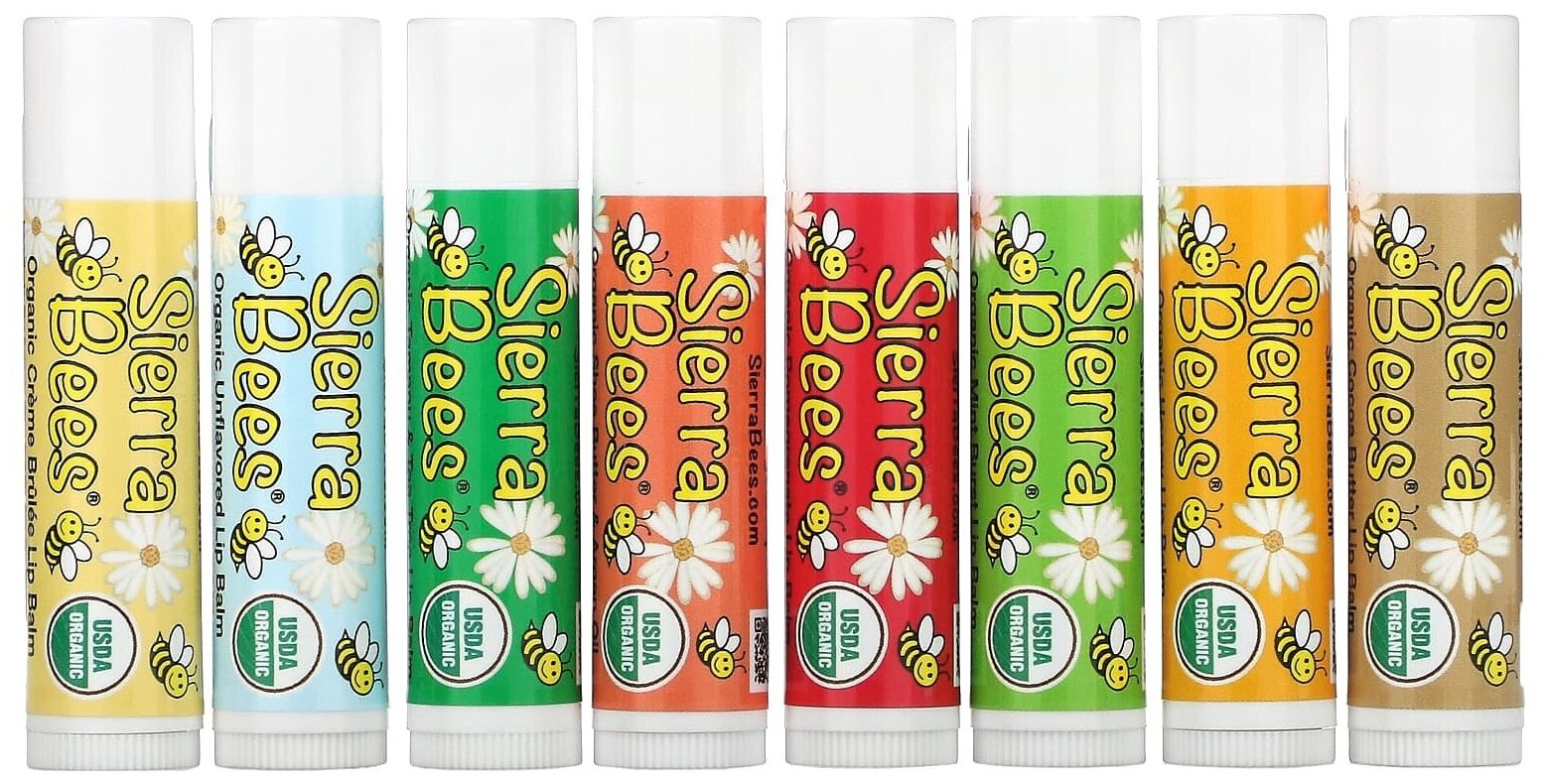 Sierra Bees, набор органических бальзамов для губ, 8 в упаковке, 4,25 г каждый
