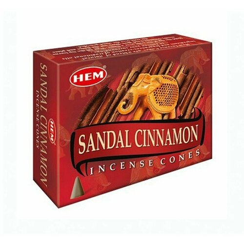 Ароматические конусы Хем Сандал-Корица (Sandal Cinnamon Hem), 10 штук благовония конусы hem сандал корица sandal cinnamon 10 конусов
