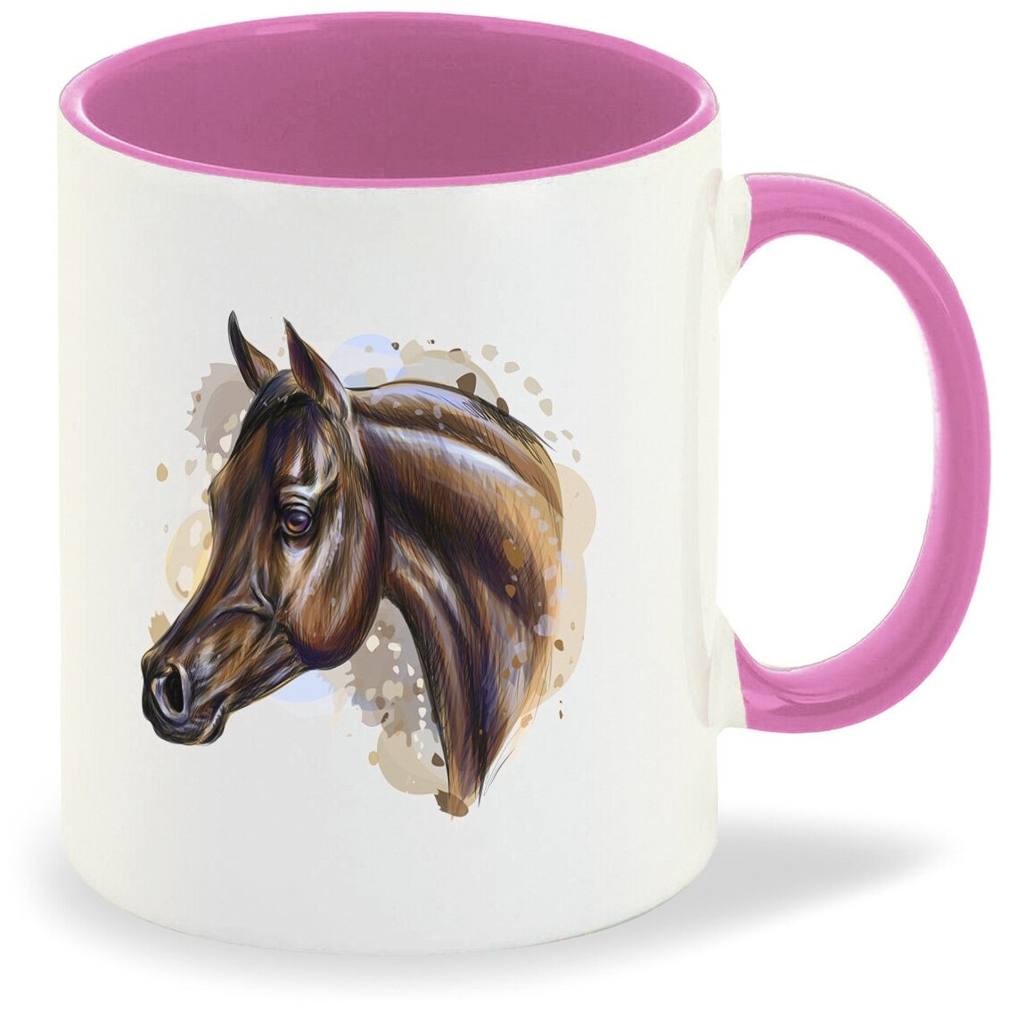 Кружка розовая CoolPodarok Животные Лошадь