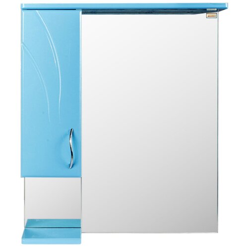 Зеркало-шкаф Волна-50 без светильника, левый, 50х18х72 см, цвет голубой металлик, Bestex