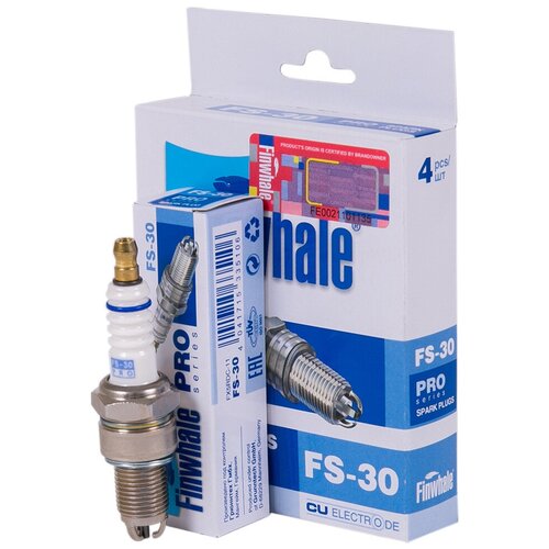 Свечи зажигания Finwhale FS30 для LADA (ВАЗ) инжектор, 8 клапанов, 4шт, 3-х электродные