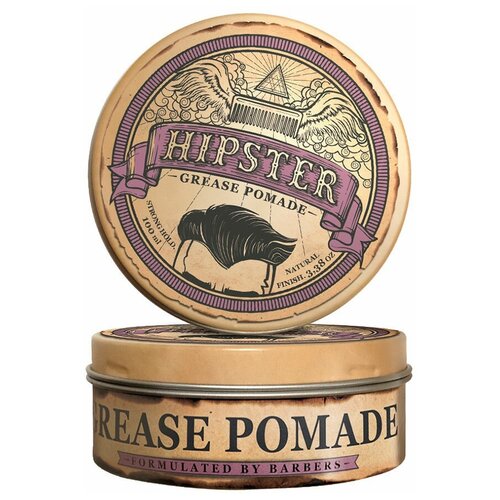 Hipster Бриолиновая укладка, воск для волос Grease Pomade strong hold с сильной фиксацией и естественным блеском, 100 мл