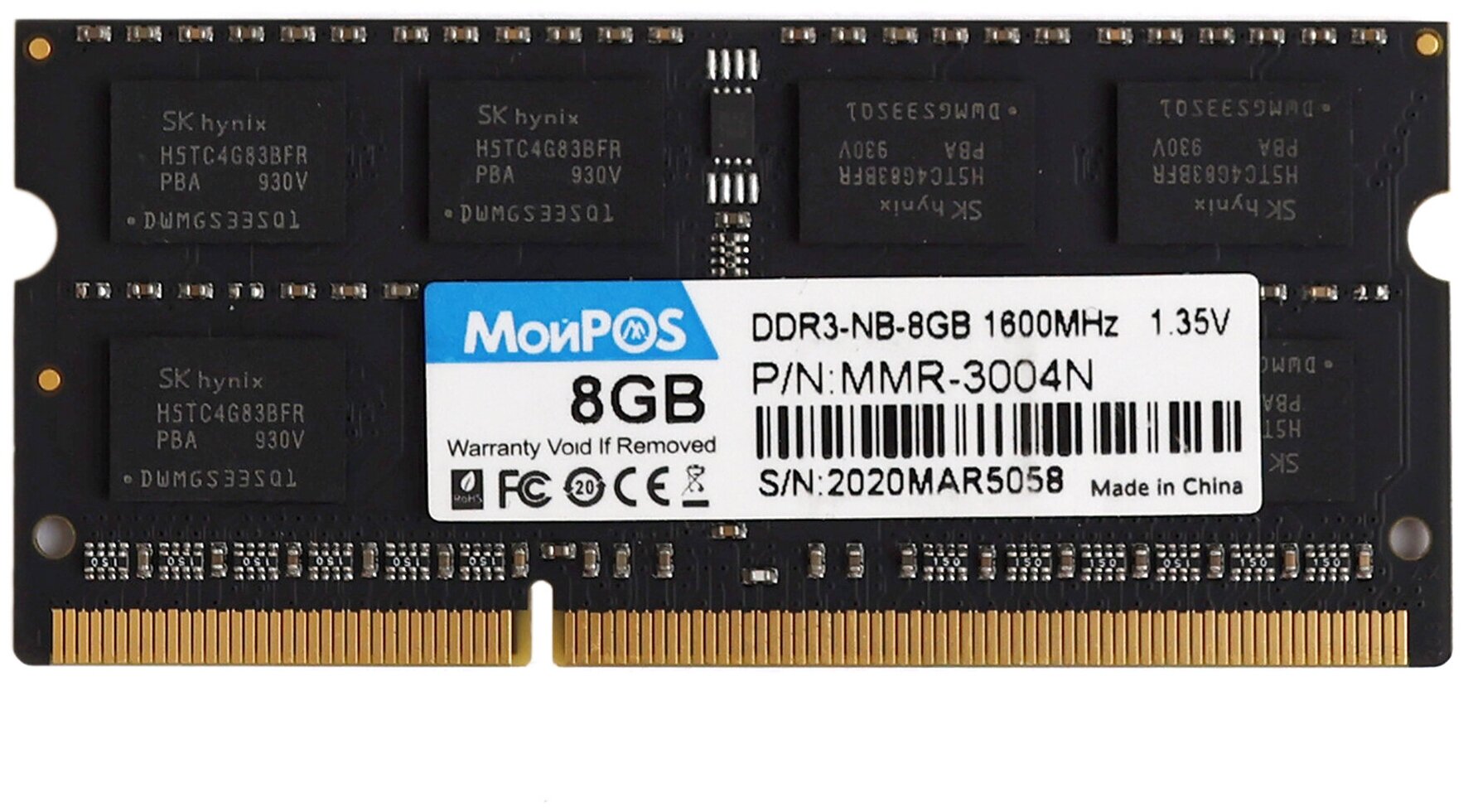 Оперативная память МойPOS MMR-3004N DDR3-NB-8Gb 1600MHz 1.35V